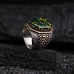 Arizona Chalchuite Silver Ring // Silver + Bronze + Green (9)