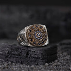 Navy Citrine Silver Ring // Silver + Bronze (14)