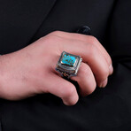 Chalchuite Silver Ring // Silver + Blue (9)