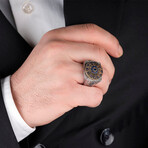 Navy Citrine Silver Ring // Silver + Bronze (14)