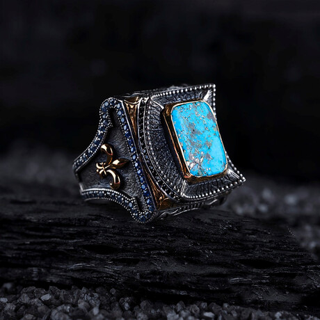 Chalchuite Silver Ring // Silver + Blue (9)