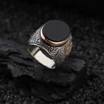 Onyx Silver Ring // Silver + Gold + Black (9)