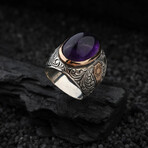 Amethyst Silver Ring // Silver + Gold + Purple (9)