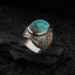 Chalchuite Silver Ring // Silver + Gold + Turquoise (9)