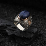 Lapis Lazuli Silver Ring // Silver + Gold + Black (9)