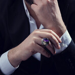 Amethyst Silver Ring // Silver + Gold + Purple (9)