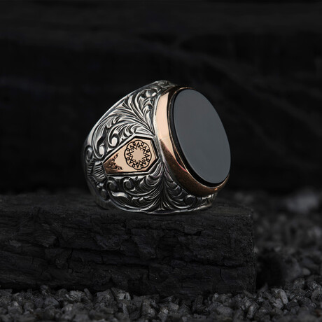 Onyx Silver Ring // Silver + Gold + Black (9)