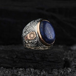 Lapis Lazuli Silver Ring // Silver + Gold + Black (9)