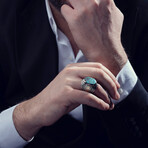 Chalchuite Silver Ring // Silver + Gold + Turquoise (9)