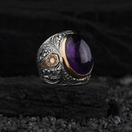 Amethyst Silver Ring // Silver + Gold + Purple (9)