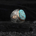 Chalchuite Silver Ring // Silver + Gold + Turquoise (9)