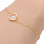 18K Yellow Gold Diamond + White Topaz Bracelet // 6" // New