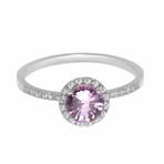 18K White Gold Diamond + Pink Sapphire Ring // Ring Size: 6.75 // New