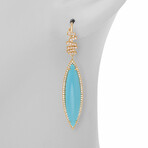 18K Yellow Gold Diamond + Turquoise Drop Earrings // New