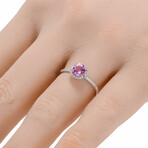 18K White Gold Diamond + Pink Sapphire Ring // Ring Size: 6.75 // New