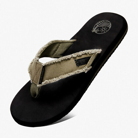 Aleader Men‘s Canvas Flip Flops // Khaki (US: 7)