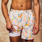 Harrison 5.5" Inseam Swim Trunk // Bleached Honeysuckle Print (Medium)