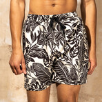 Harrison 5.5" Inseam Swim Trunk // Moonlit Tropics Print (Small)