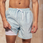 Harrison 5.5" Inseam Swim Trunk // Blooming Trellis Print (Small)