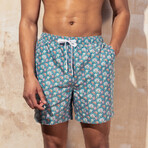 Harrison 5.5" Inseam Swim Trunk // Royal Orchid Print (Small)