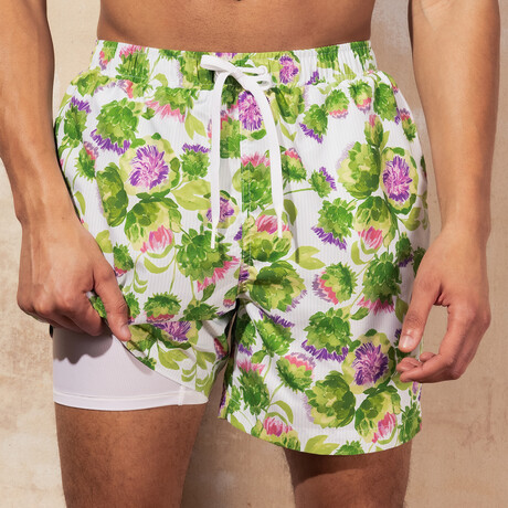 Harrison 5.5" Inseam Swim Trunk // Violetta Print (Small)