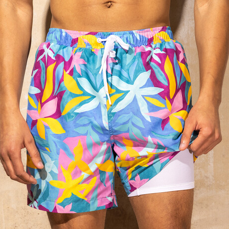 Harrison 5.5" Inseam Swim Trunk // Golden Hour Print (Small)