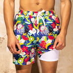 Harrison 5.5" Inseam Swim Trunk // Island Time Print (Small)