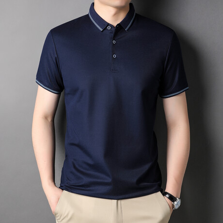 Caleb Short Sleeve Polo Shirt // Dark Blue (XS)