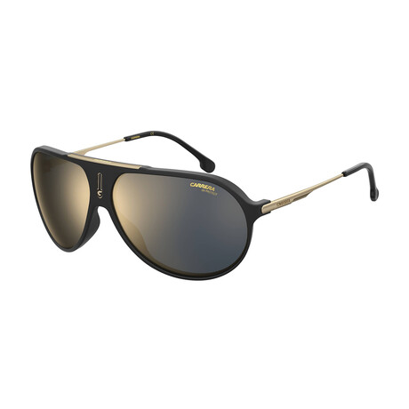 Carrera // Unisex Aviator Sunglasses // Matte Black Gold + Gray Bronze Mirror