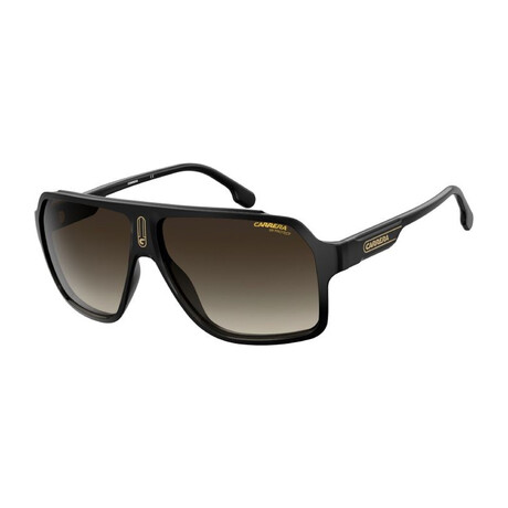 Carrera // Men's Rectangular Sunglasses // Black + Brown Shaded