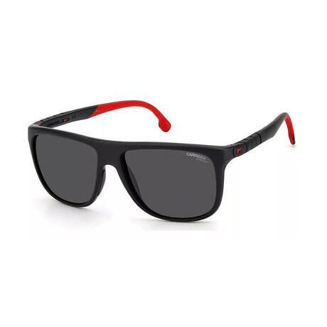 Carrera // Men's Rectangle Sunglasses // Matte Black + Gray Blue