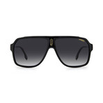 Carrera // Men's Rectangular Sunglasses // Black Gold + Dark Gray Shaded