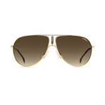 Carrera // Unisex Navigator Sunglasses // Gold + Brown Shaded