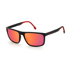 Carrera // Men's Rectangle Sunglasses // Matte Black + Red