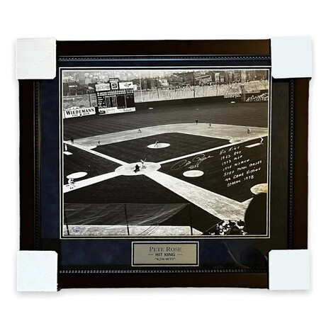 Pete Rose // Cincinnati Reds // Autographed Photograph + Inscriptions + Framed