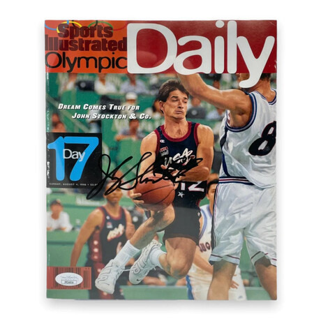 John Stockton // USA Basketball // Signed SI Olympic Daily Magazine