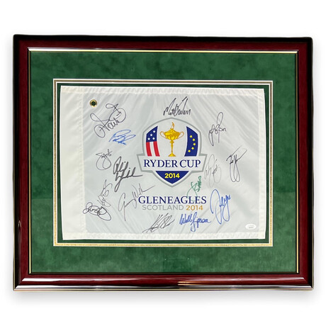 2014 Ryder Cup USA Team // Autographed Flag + Framed // 15 Signatures