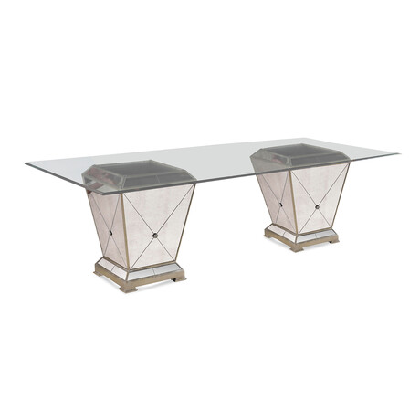 Borghese Double Pedestal Dining Table // Rectangular Glass Top