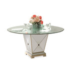 Borghese Single Pedestal Dining Table // Glass Round Top