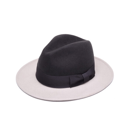 Two Tone Felt Fedora Hat // Gray + Ivory (S)