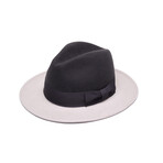 Two Tone Felt Fedora Hat // Gray + Ivory (M)