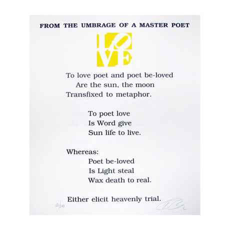 Robert Indiana // The Book of Love Poem (From the Umbrage of a Master Poet) // 1996