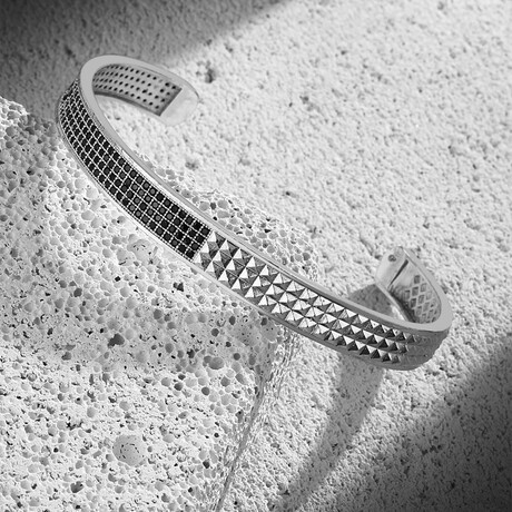 Zircon Triangle Handmade Bracelet // Silver // 6.2"-9.4"