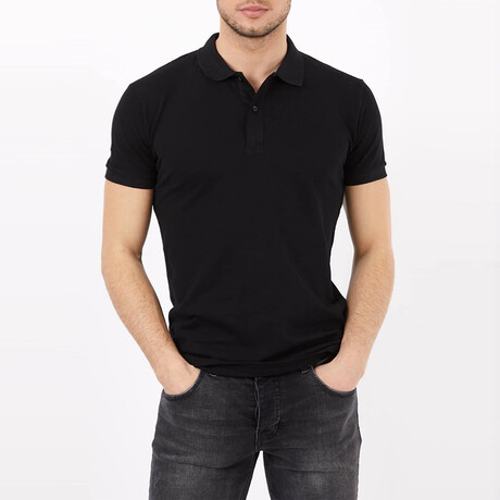 Richard Slim Fit Short Sleeve Polo Shirt // Black (S)