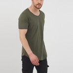 Jose Slim Fit Scoop Neck Short Sleeve T-Shirt // Olive (S)