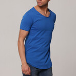 Samuel Slim Fit Scoop Neck Short Sleeve T-Shirt // Sax Blue (L)