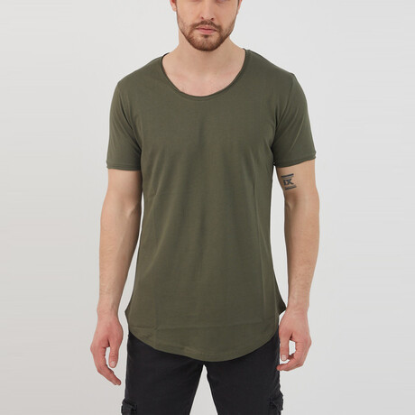 Jose Slim Fit Scoop Neck Short Sleeve T-Shirt // Olive (S)