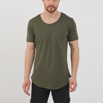 Jose Slim Fit Scoop Neck Short Sleeve T-Shirt // Olive (S)