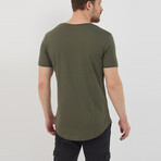 Jose Slim Fit Scoop Neck Short Sleeve T-Shirt // Olive (S)