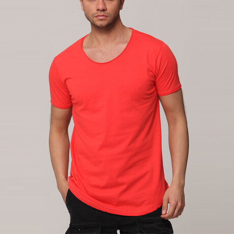 Mateo Slim Fit Scoop Neck Short Sleeve T-Shirt // Red (S)